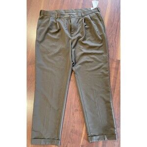 NEW Van Heusen Brown Microfiber Pants Mens 42x34 Pleated Cuffed in Swissvale